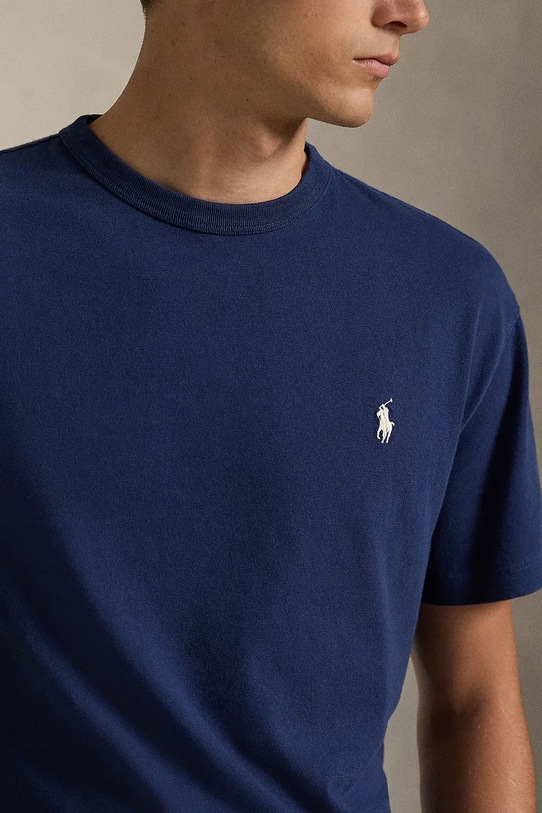 Βαμβακερό μπλουζάκι Polo Ralph Lauren σκούρο μπλε 710916698