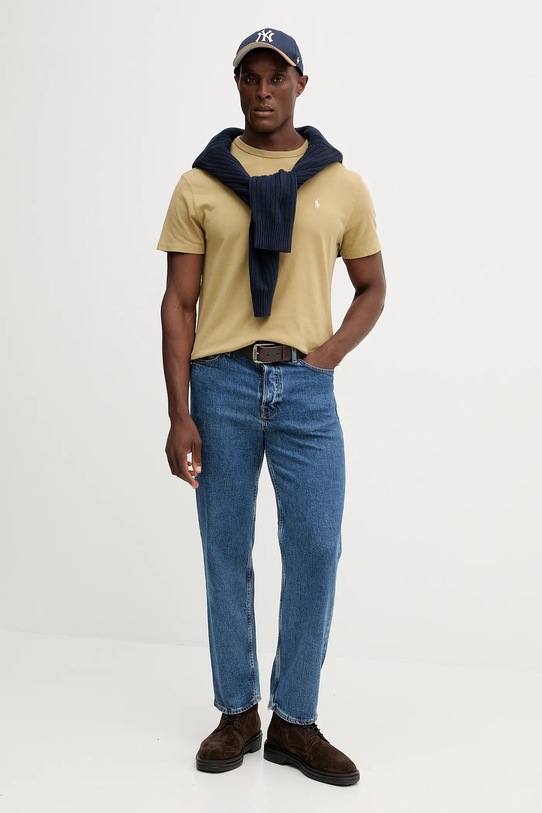 Хлопковая футболка Polo Ralph Lauren 710916698 бежевый SS25