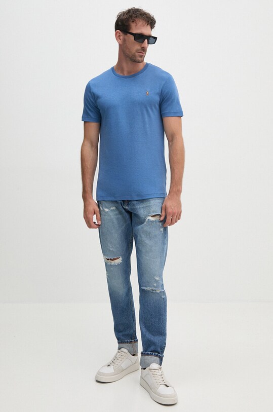 Βαμβακερό μπλουζάκι Polo Ralph Lauren 710740727 μπλε AW24