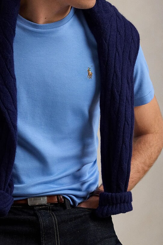 Polo Ralph Lauren t-shirt bawełniany niebieski 710740727