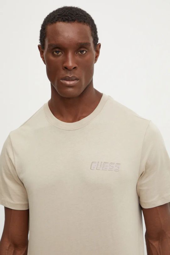 Guess t-shirt bawełniany THONY nadruk beżowy Z4YI02.I3Z14