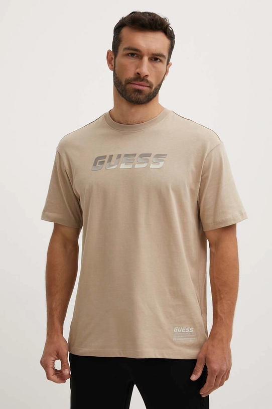 Guess t-shirt bawełniany HOZIER nadruk beżowy Z4YI07.I3Z14