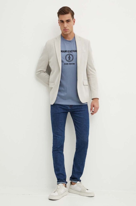 Armani Exchange t-shirt bawełniany 6DZTLC.ZJ9JZ niebieski AW24