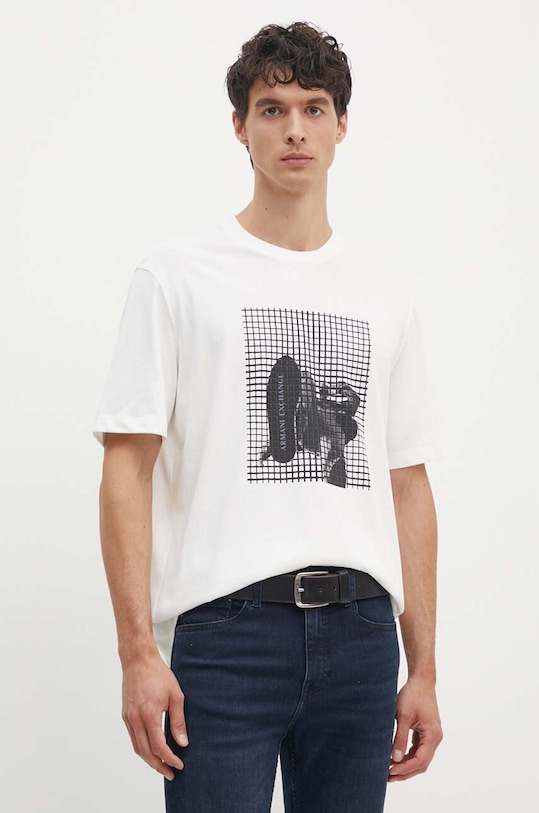 Armani Exchange t-shirt bawełniany nadruk biały 6DZTLD.ZJ9JZ