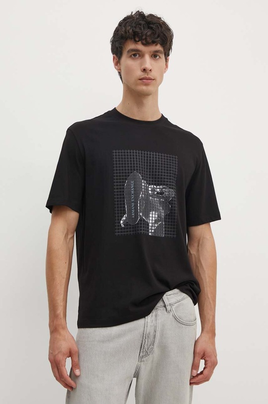 Pamučna majica Armani Exchange pamuk crna 6DZTLD.ZJ9JZ