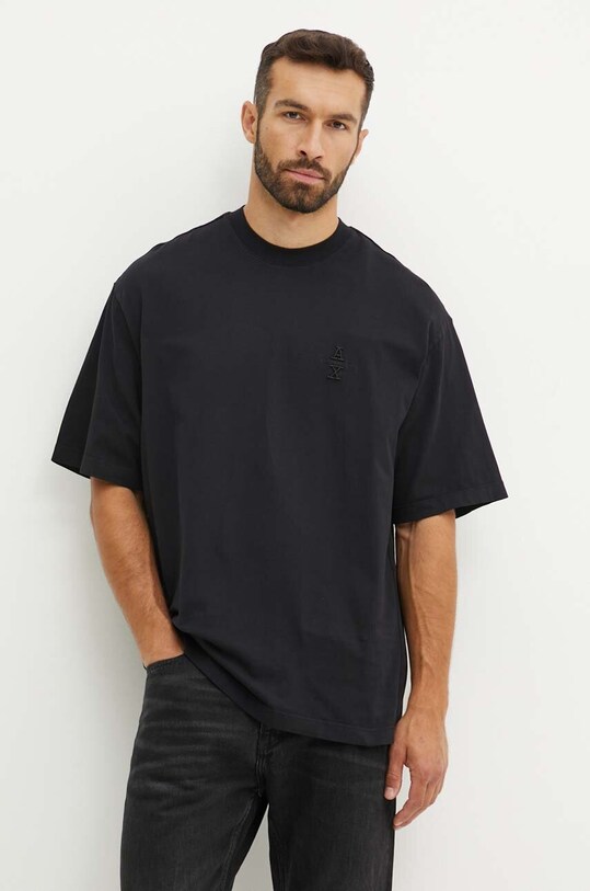 Bavlnené tričko Armani Exchange relaxed čierna 6DZTLJ.ZJYJZ