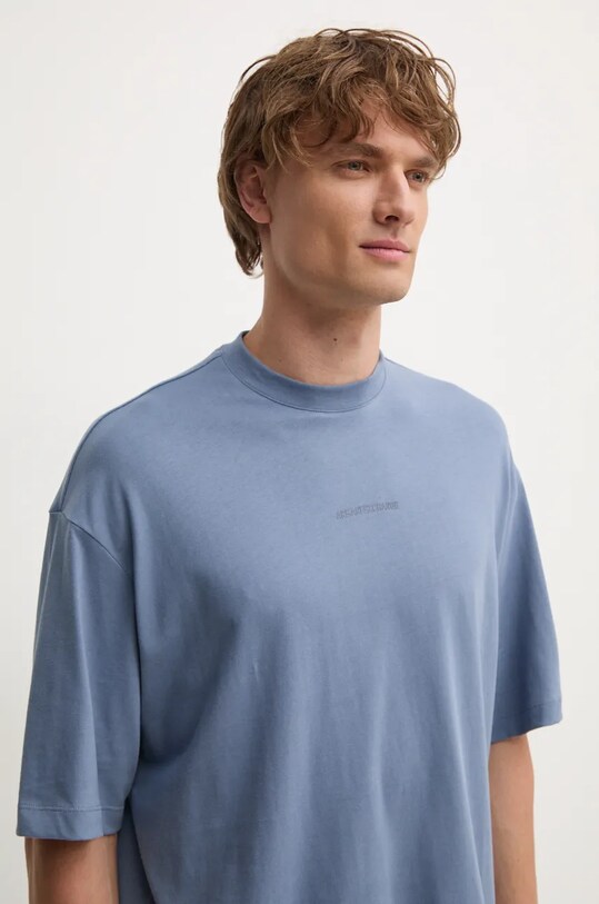 Armani Exchange tricou din bumbac albastru 6DZTLS.ZJLFZ
