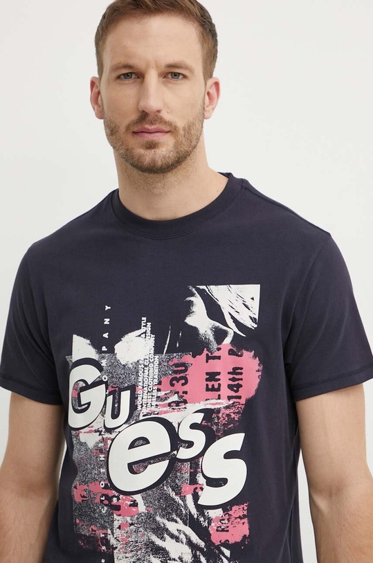 Guess tricou din bumbac bleumarin M4YI02.I3Z14