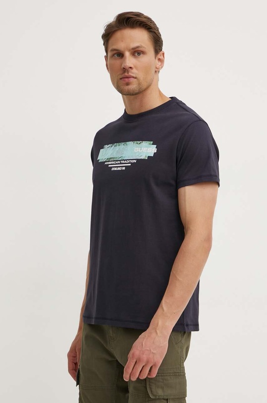 Odzież Guess t-shirt bawełniany M4YI03.I3Z14 granatowy