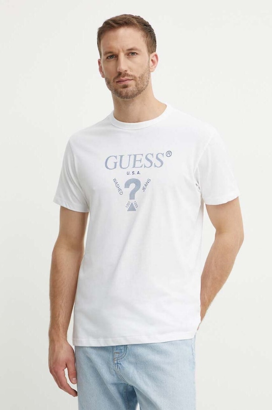 Guess t-shirt bawełniany regular biały M4YI05.I3Z14