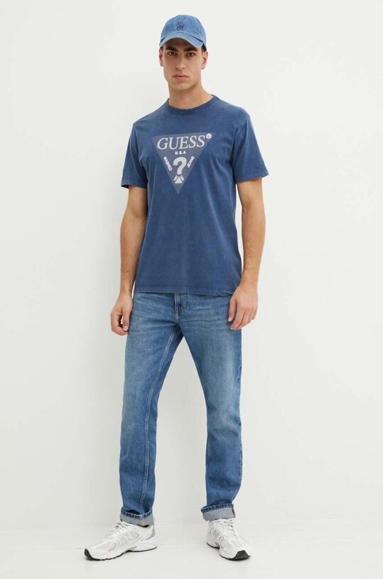 Guess t-shirt bawełniany M4YI05.I3Z14 granatowy AW24