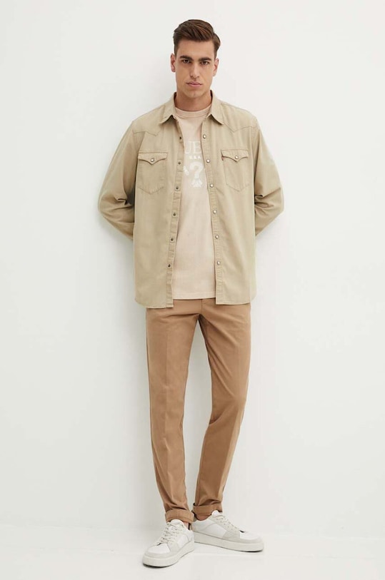 Guess t-shirt bawełniany M4YI05.I3Z14 beżowy AW24