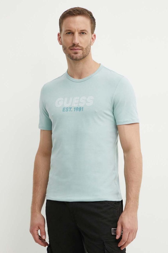 Guess t-shirt z elastanem turkusowy M4YI30.J1314