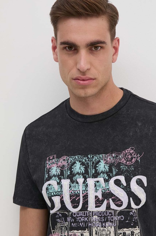 Ρούχα Βαμβακερό μπλουζάκι Guess M4YI79.K9RM1 μαύρο