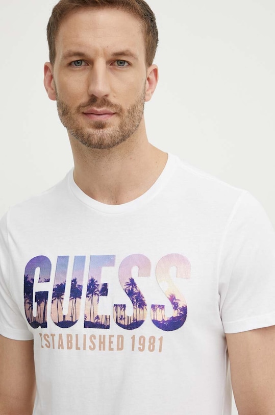 Guess t-shirt bawełniany biały M4YI83.K9RM1