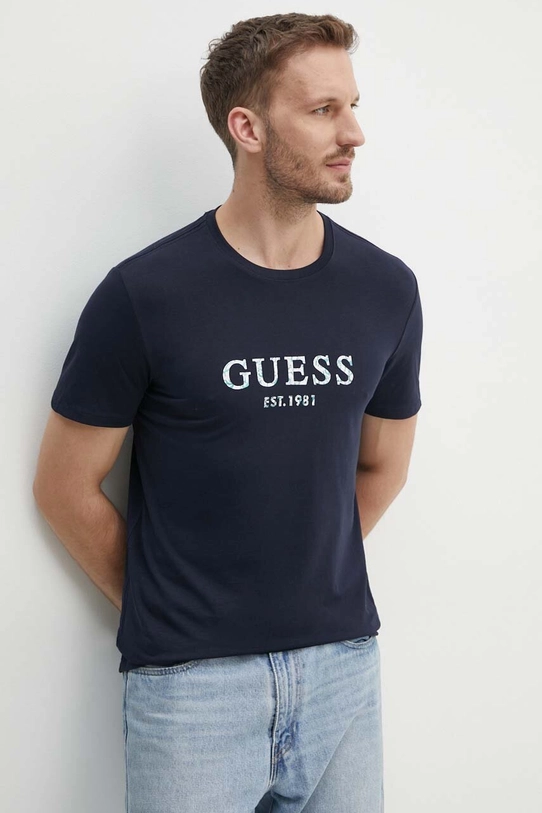 Guess t-shirt z elastanem granatowy M4YI38.J1314