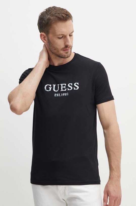 Guess t-shirt z elastanem czarny M4YI38.J1314