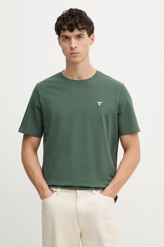 Guess t-shirt bawełniany zielony M4YI0A.KCCM1