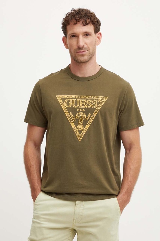Guess t-shirt bawełniany regular zielony M4YI26.K8FQ4