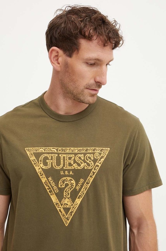 Guess t-shirt bawełniany zielony M4YI26.K8FQ4
