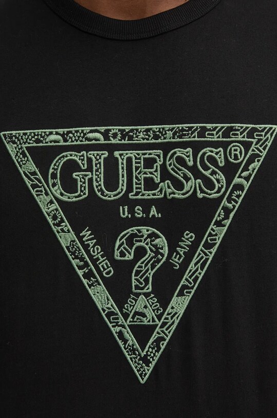Βαμβακερό μπλουζάκι Guess M4YI26.K8FQ4 μαύρο