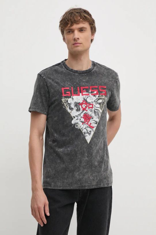 Guess t-shirt bawełniany szary M4YI0E.KBW41