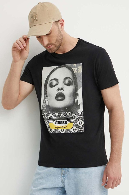 Guess t-shirt bawełniany nadruk czarny M4YI90.K9RM1