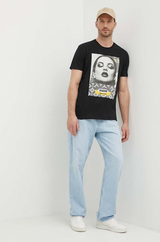 Guess t-shirt bawełniany M4YI90.K9RM1 czarny AW24