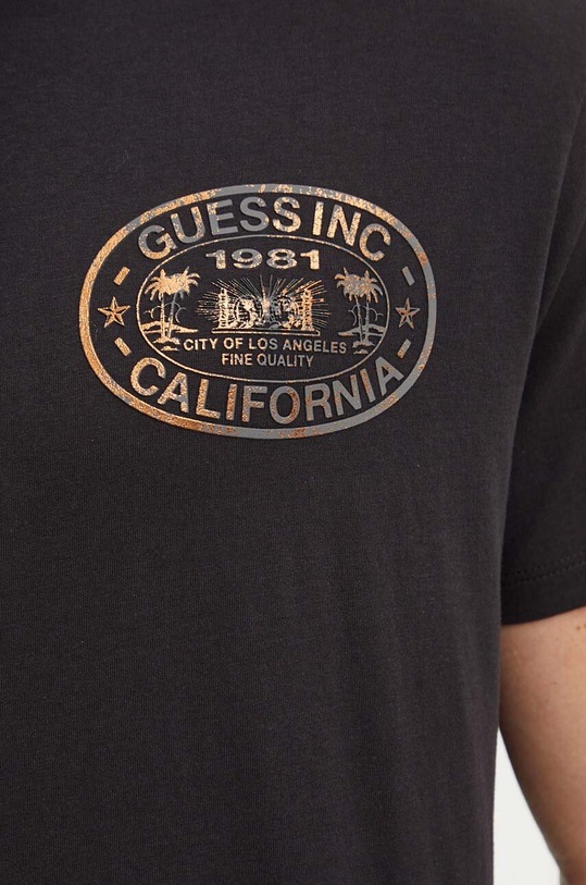 Βαμβακερό μπλουζάκι Guess M4YI92.K9RM1 μαύρο