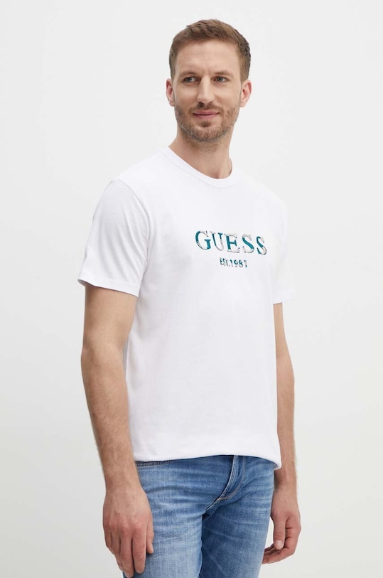 Guess t-shirt bawełniany regular biały M4YI17.I3Z14