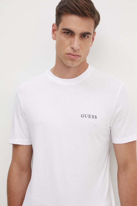 Bavlněné tričko Guess 3-pack potisk bílá U4YG52.KCAM1
