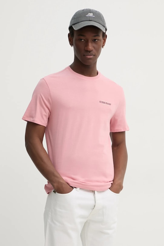 Хлопковая футболка Guess Jeans хлопок розовый M4YI55.K8HM0