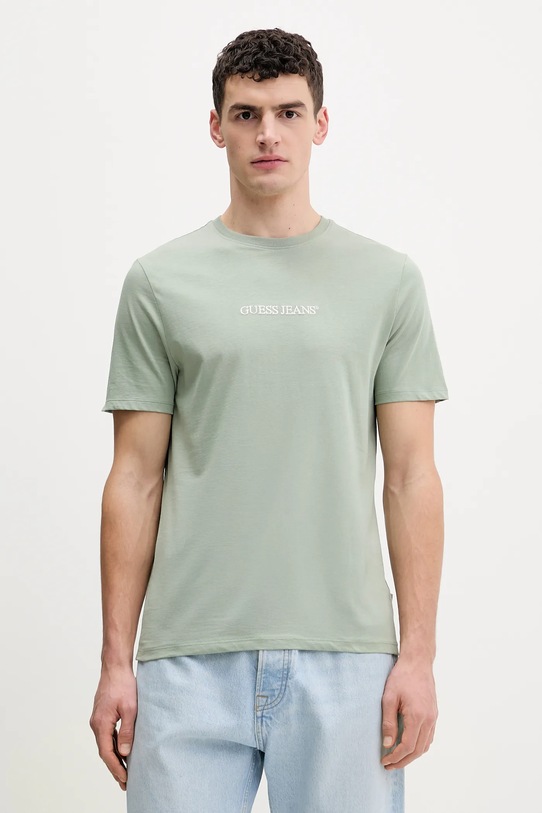 Βαμβακερό μπλουζάκι Guess Jeans πράσινο M4YI52.K8HM0