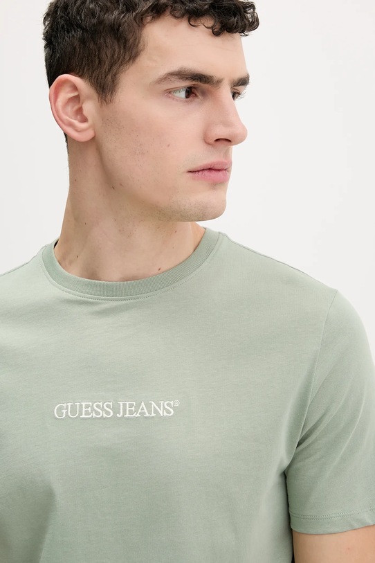 Βαμβακερό μπλουζάκι Guess Jeans πράσινο M4YI52.K8HM0