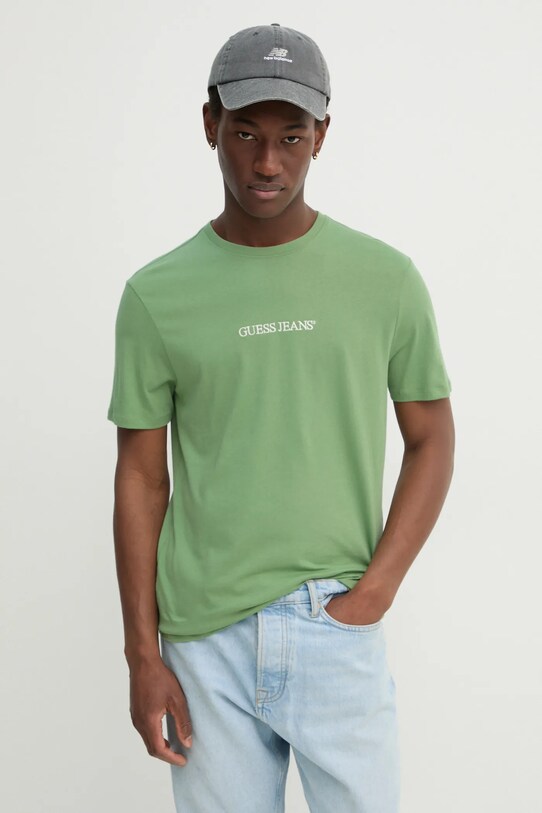 Bavlnené tričko Guess Jeans nášivka zelená M4YI52.K8HM0
