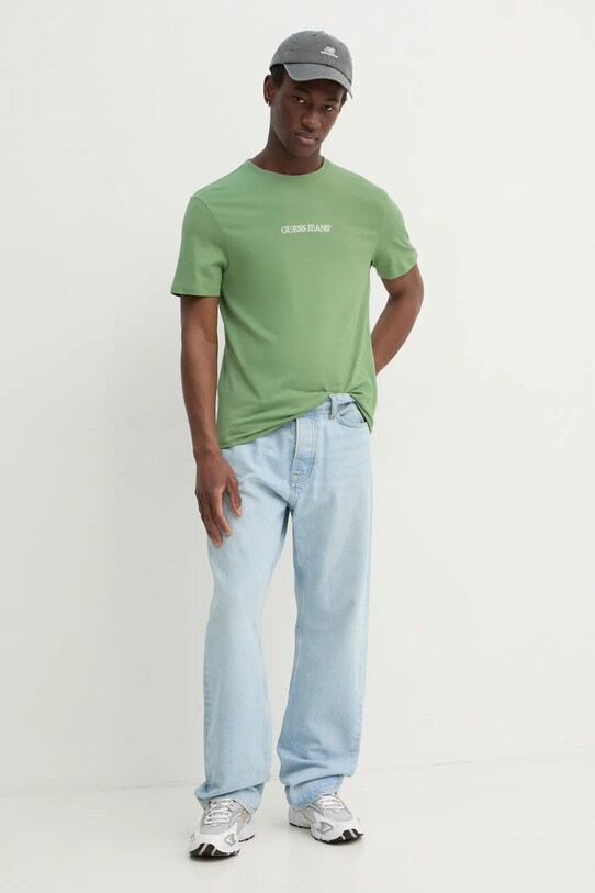 Bavlnené tričko Guess Jeans M4YI52.K8HM0 zelená SS25