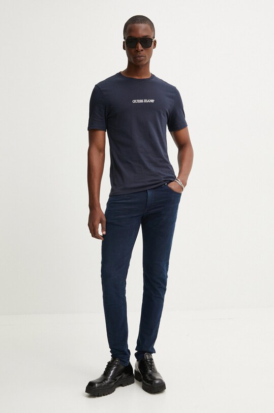 Бавовняна футболка Guess Jeans M4YI52.K8HM0 темно-синій SS25