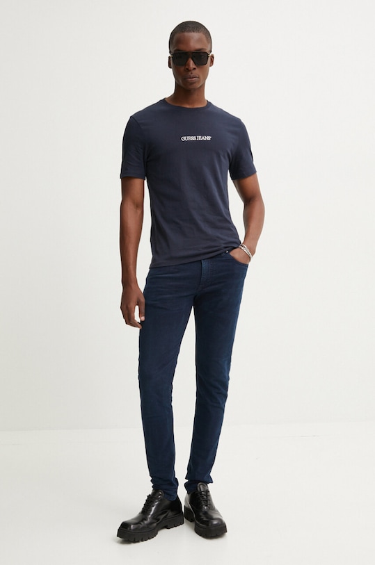 Бавовняна футболка Guess Jeans M4YI52.K8HM0 темно-синій AW25