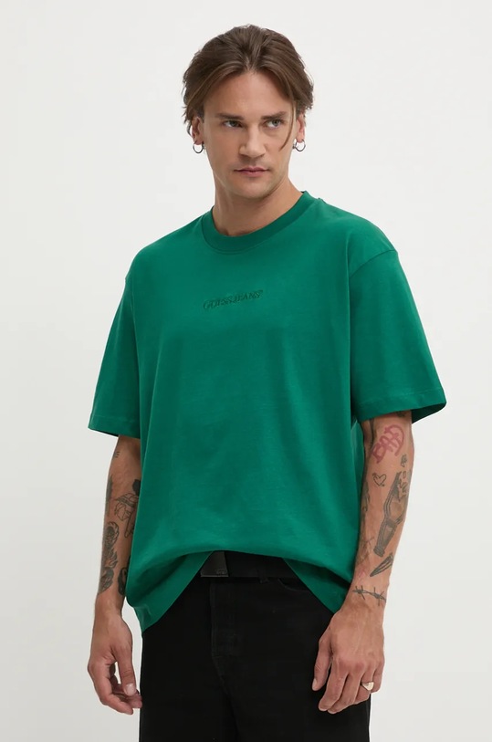 Guess Jeans tricou din bumbac uni verde M4YI44.K8FQ4