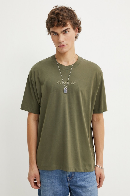 Хлопковая футболка Guess Jeans хлопок зелёный M4YI44.K8FQ4