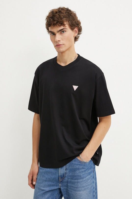 Bavlnené tričko Guess Jeans relaxed čierna M4YI46.K8FQ4