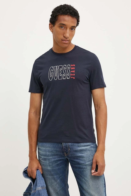 Guess Jeans t-shirt bawełniany nadruk granatowy M4YI56.K8HM0