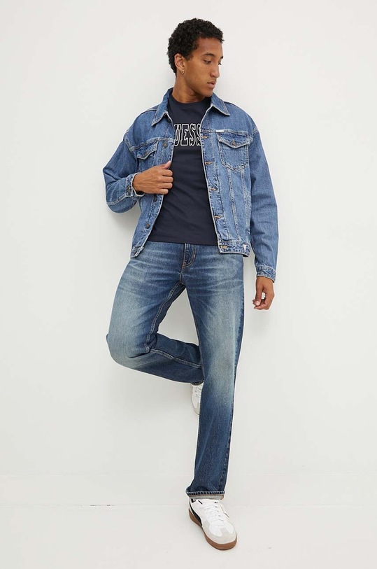 Bavlněné tričko Guess Jeans M4YI56.K8HM0 námořnická modř AW24