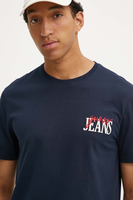 Βαμβακερό μπλουζάκι Guess Jeans σκούρο μπλε M4YI48.K8FQ4