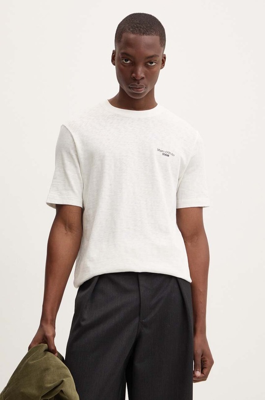 Marc O'Polo t-shirt bawełniany DENIM nadruk beżowy 5000005077