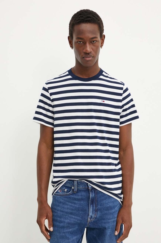 Tommy Jeans t-shirt bawełniany wzorzyste granatowy DM0DM20420