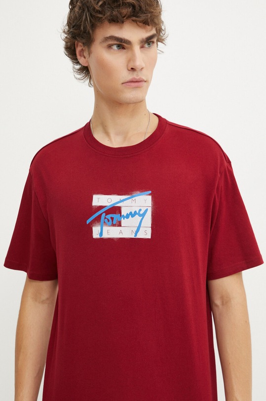 Tričko Tommy Jeans burgundské DM0DM18528