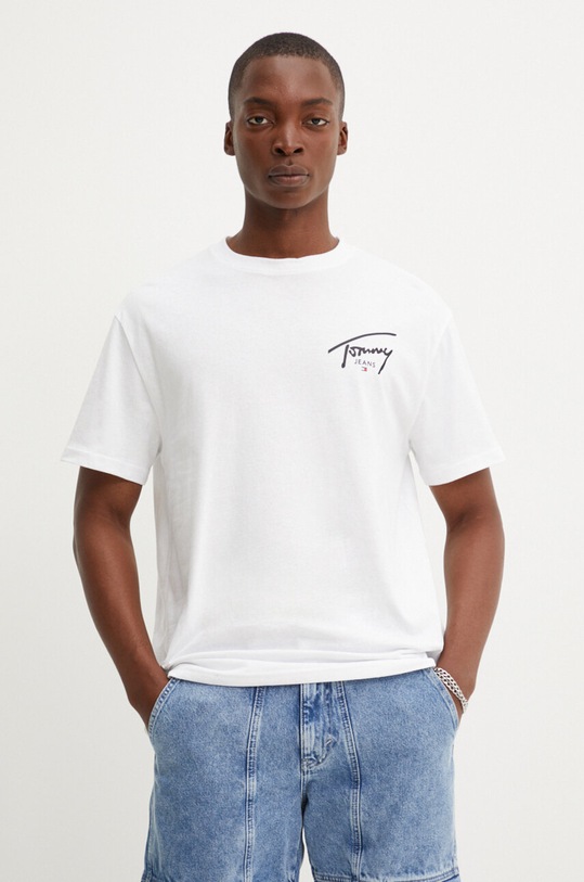 Бавовняна футболка Tommy Jeans DM0DM18536 білий AW24