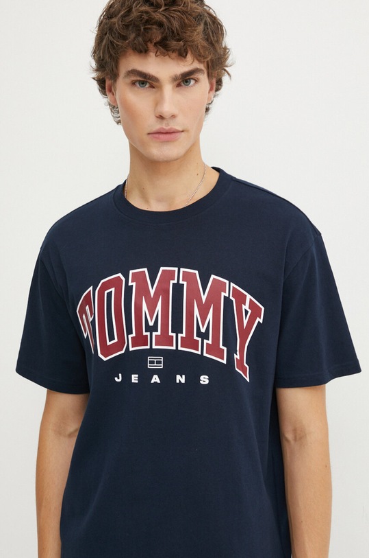 Bavlněné tričko Tommy Jeans námořnická modř DM0DM18537