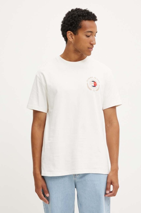 Oblečení Bavlněné tričko Tommy Jeans DM0DM18540 béžová